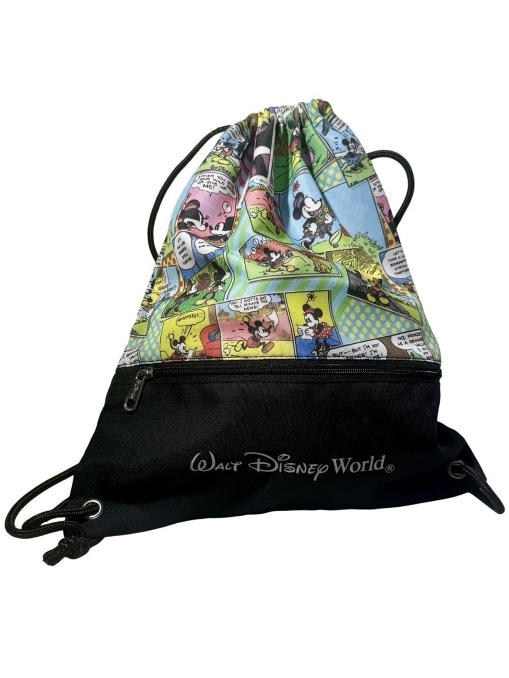 2014 Disney Parks Walt Disney World Mickey & Friends Comic Strip Drawstring Bag